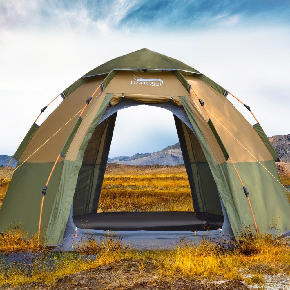 Gazebo Pop Up - デザート & フォックス3-4人用ドーム自動テント,簡単なセットアップ,持ち運びが簡単,キャンプ用品,4シーズン