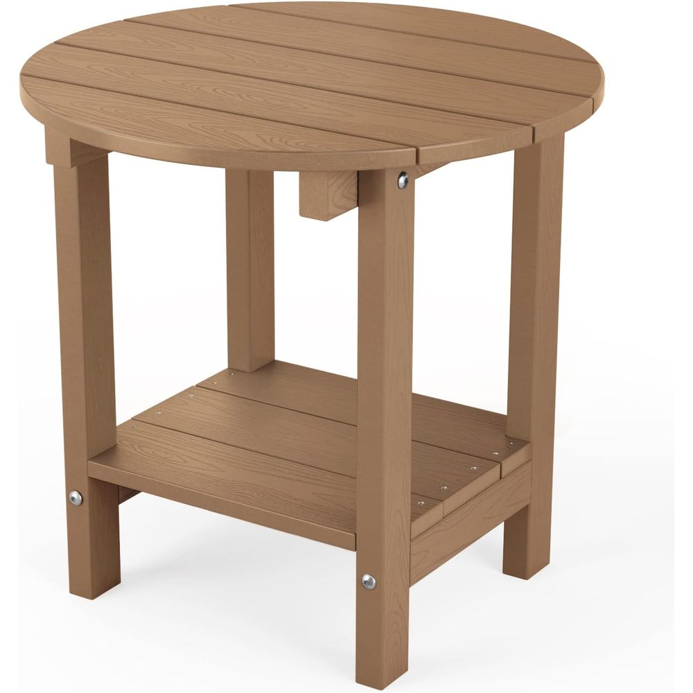 Outdoor Furniture Patio - 屋外用18インチサイドテーブル、収納棚付き、2段プラスチック製パティオ家具、バルコニー、芝生、裏庭用