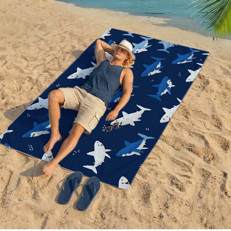 Outdoor Furniture Quick Dry - 防水サメプリントビーチピクニックマット屋外ブランケットキャンプタオル夏のビーチ装飾家庭用家具アクセントギフト