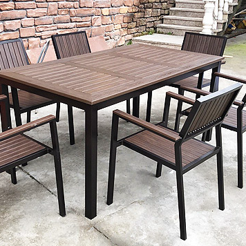 Outdoor Furniture In Sale - ホット販売モダンなデザインの防水屋外家具プラスチック木製パティオガーデン屋外テーブル