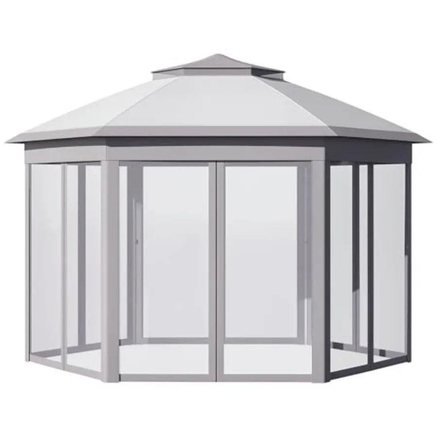 Gazebo Pop Up - 11フィート x 13フィート ポップアップ式ガゼボテント、ジッパー付きメッシュサイドウォールとキャリーバッグ付き、イベントテントシェルター、パティオ、庭、裏庭用、グレー