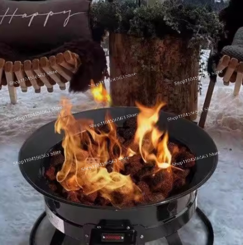 Outdoor Furniture Fire Pit - ポータブルプロパン焚き火台 58,000 BTU 屋外ガスファイヤーボウル キャリーキット付き キャンプ、裏庭、パティオヒーター用