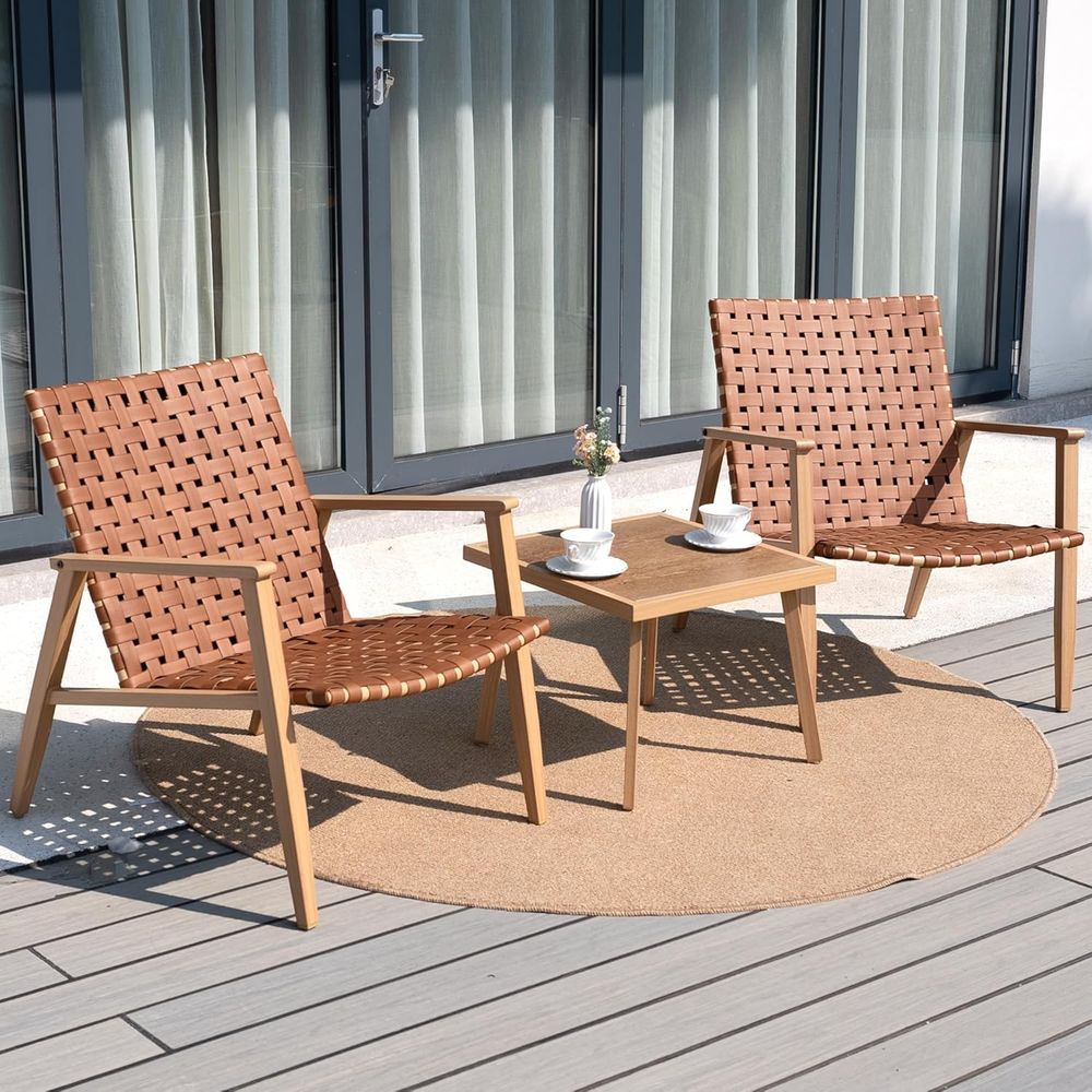 Bistro Table Set - 3ピースパティオビストロセット、屋外用コンティオンチェアセット（コーヒーテーブル付き）、パティオ家具セットまたはポーチ、裏庭、バルコニー、公園、デッキ用