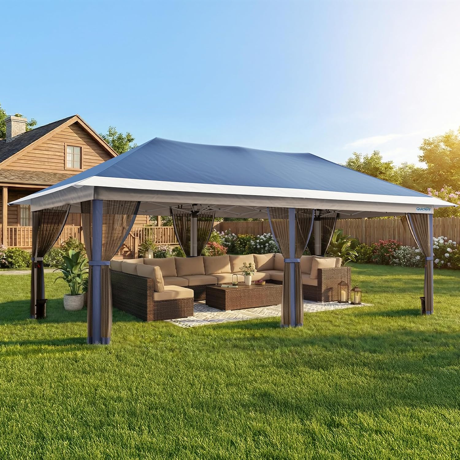 Gazebo Pop Up - 10x20 ポップアップガゼボキャノピーテント、一人用セットアップポータブルインスタント折りたたみシェルター、追加のカスタマイズ可能な屋外キャノピーテント