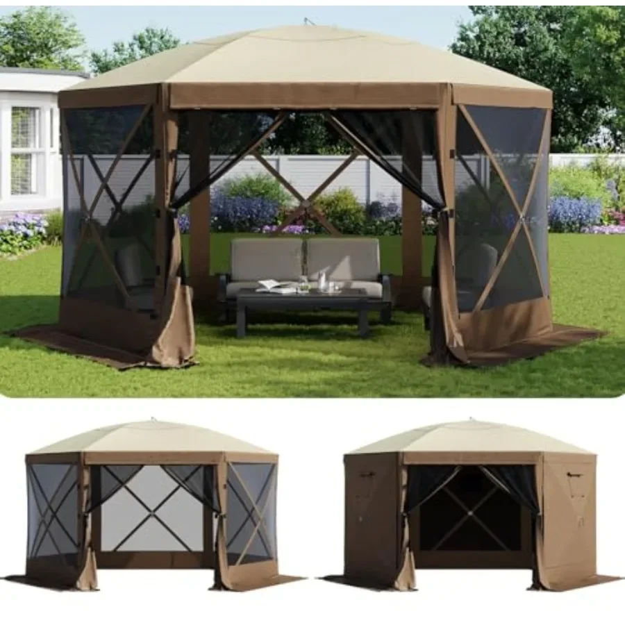 Gazebo Pop Up - ポップアップテント 6面ポップアップガゼボ SNテント メッシュ窓付き 屋外シェルターテント キャリーバッグ付き