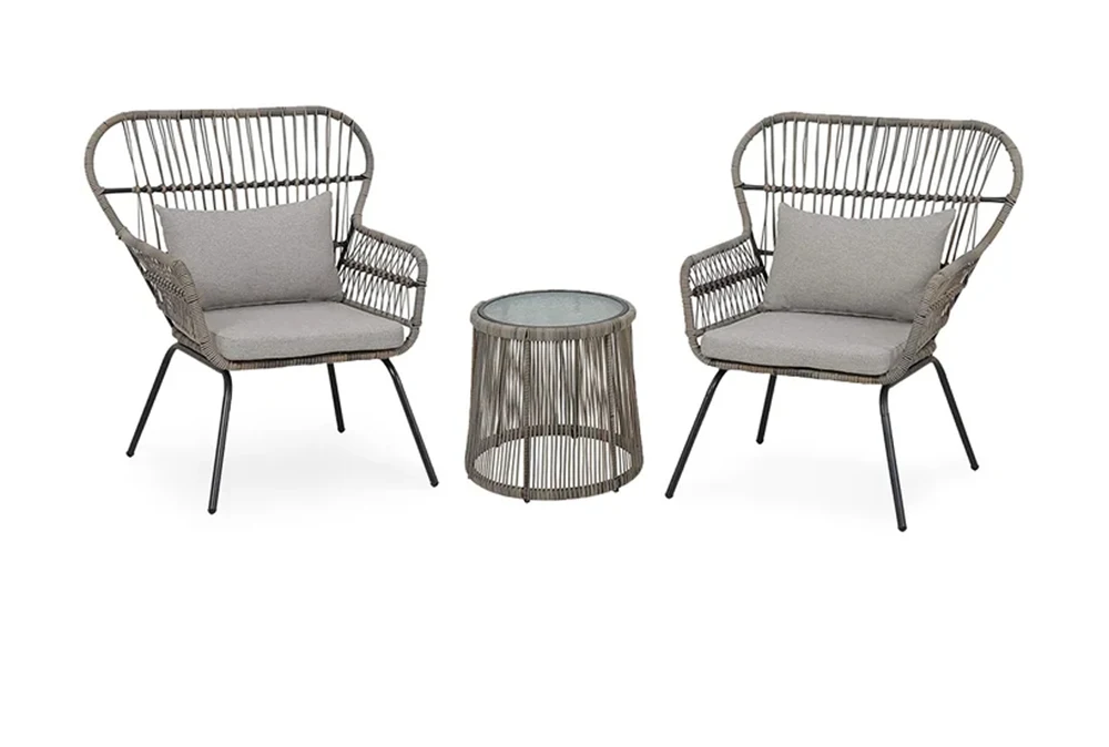 Outdoor Furniture Brands - # バルコニーセット用真新しい屋外パティオロープ家具スチールビストロロッキングセット3屋外椅子家具