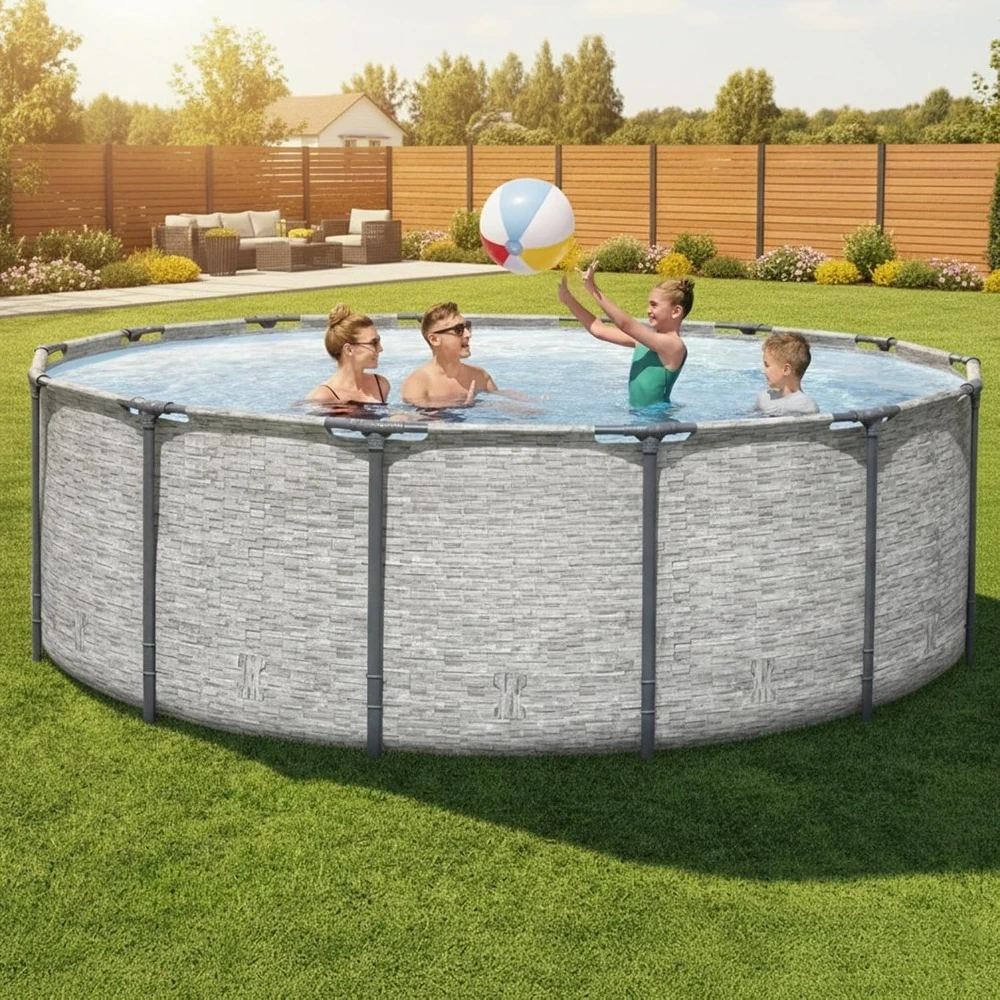 新改良版 アメリカ発送 新品 丸型メタルフレーム地上設置プー - Outdoor Furniture Brands のレビューと価格