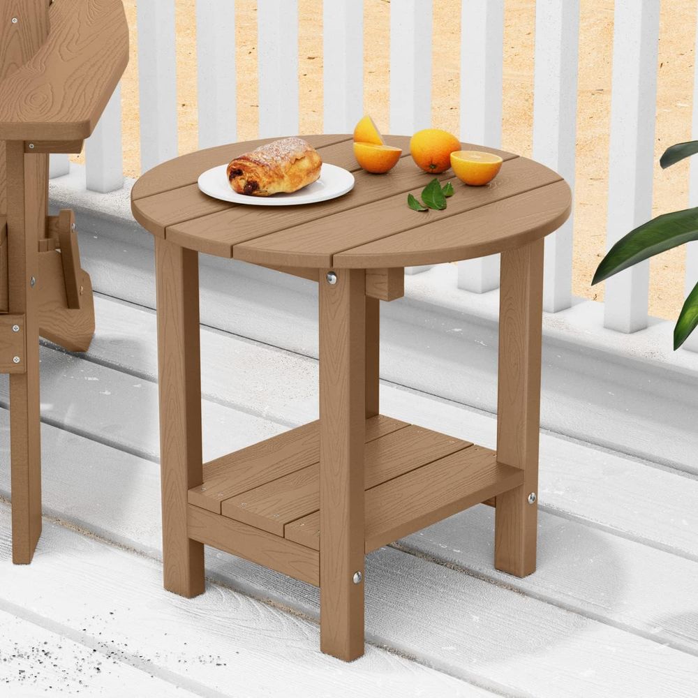 屋外用18インチサイドテーブル、収納棚付き、2段プラスチック - Outdoor Furniture Patio のレビューと価格