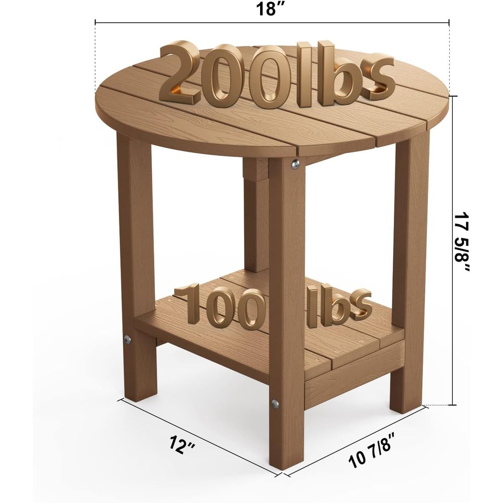 屋外用18インチサイドテーブル、収納棚付き、2段プラスチック - Outdoor Furniture Patio のレビューと価格