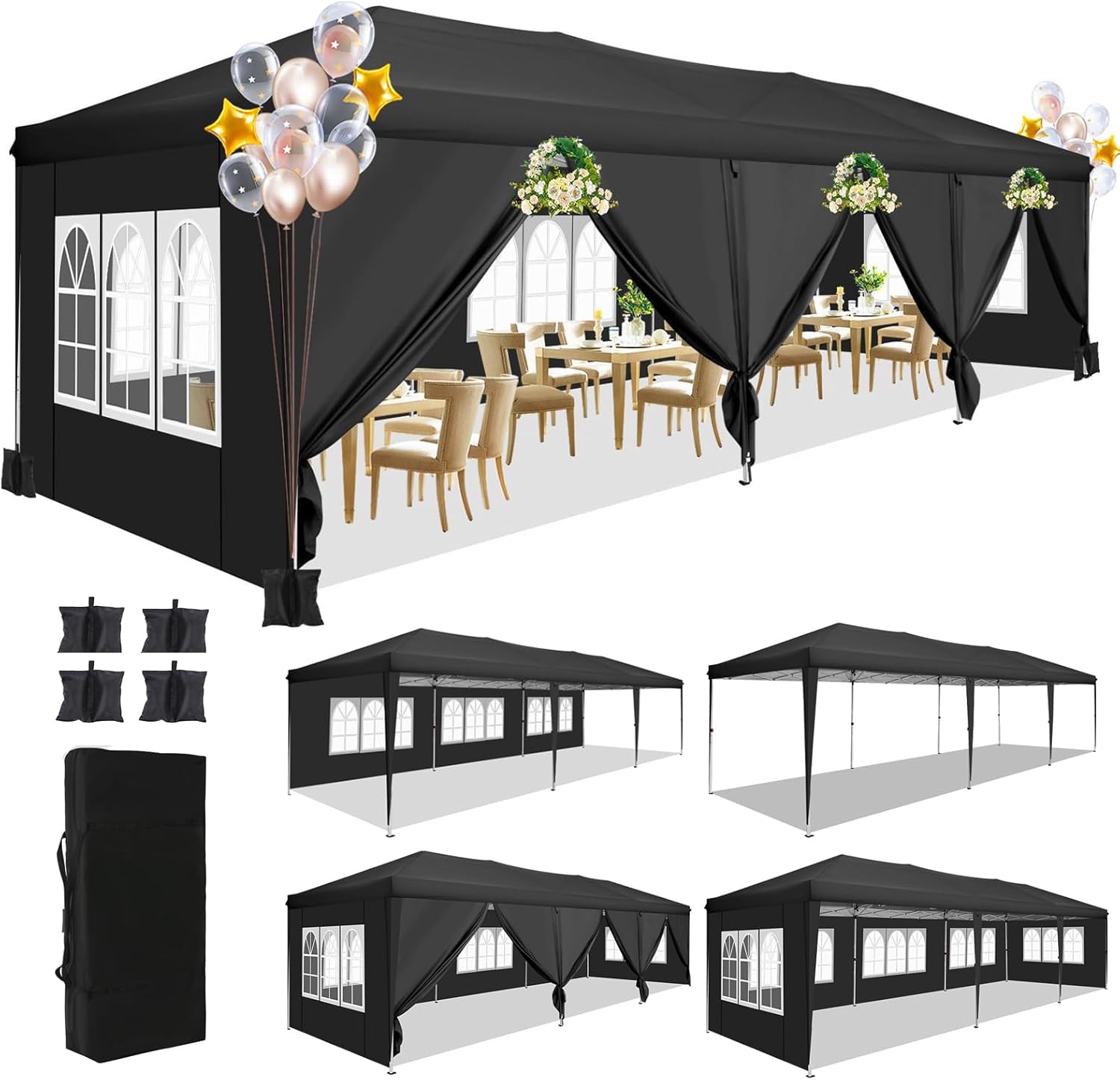 10x30フィートのポップアップキャノピーテント、8つのサイ - Gazebo Pop Up のレビューと価格