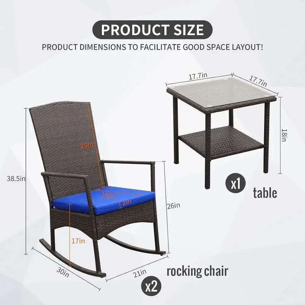 屋外用PEウィッカーロッキングチェア3点パティオラタンビスト - Bistro Table Set のレビューと価格