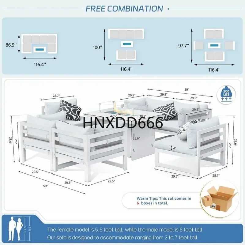 7点セット アルミ製屋外パティオ会話セット、43インチのプロ - Outdoor Furniture Fire Pit のレビューと価格