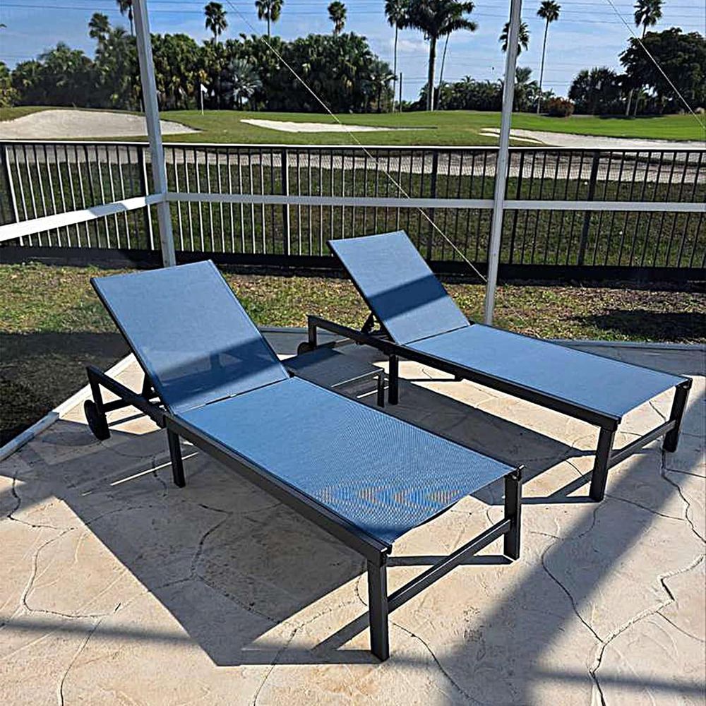 車輪とテーブル付きセット、インディゴ |   6つの調節可能 - Outdoor Furniture Quick Dry のレビューと価格