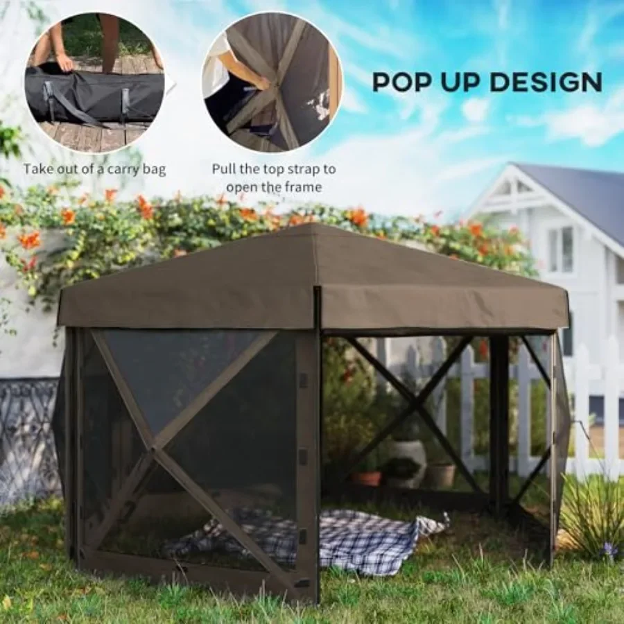 12フィート×12フィートの六角形ポップアップガゼボテント、 - Gazebo Pop Up のレビューと価格