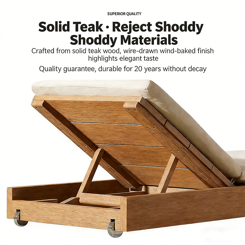 屋外チーク材製シェーズロングベッド 防水サンベッド パティオ - Outdoor Furniture Quick Dry のレビューと価格