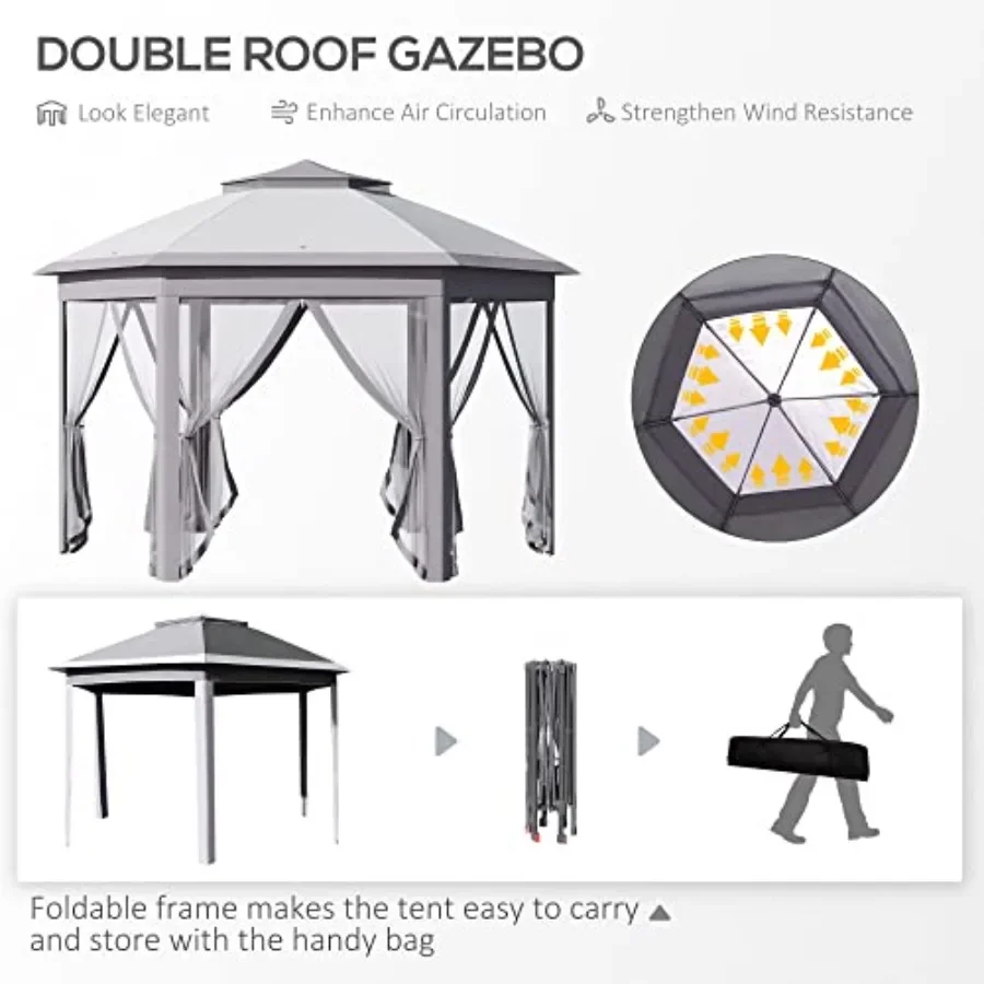 11フィート x 13フィート ポップアップ式ガゼボテント、 - Gazebo Pop Up のレビューと価格