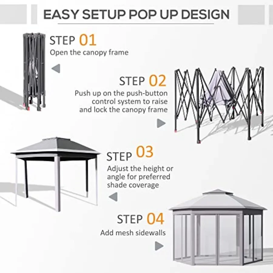 11フィート x 13フィート ポップアップ式ガゼボテント、 - Gazebo Pop Up のレビューと価格