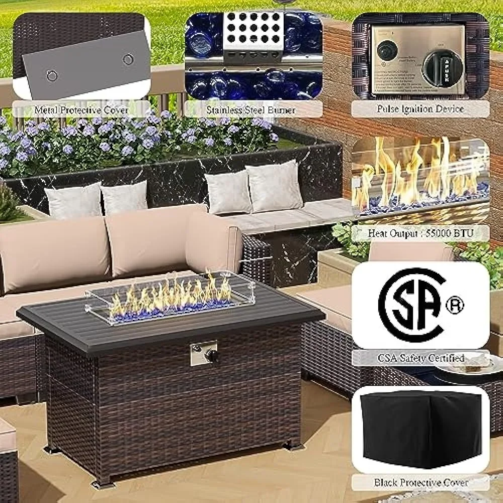 -プロパンファイヤーピットテーブル付きパティオ家具セット、1 - Outdoor Furniture Fire Pit のレビューと価格