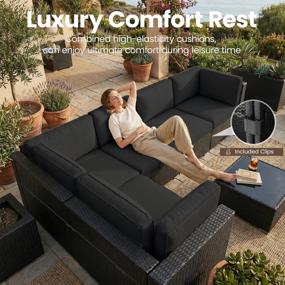 8点セットのパティオ家具、44インチのプロパンガス焚き火台付 - Outdoor Furniture Fire Pit のレビューと価格