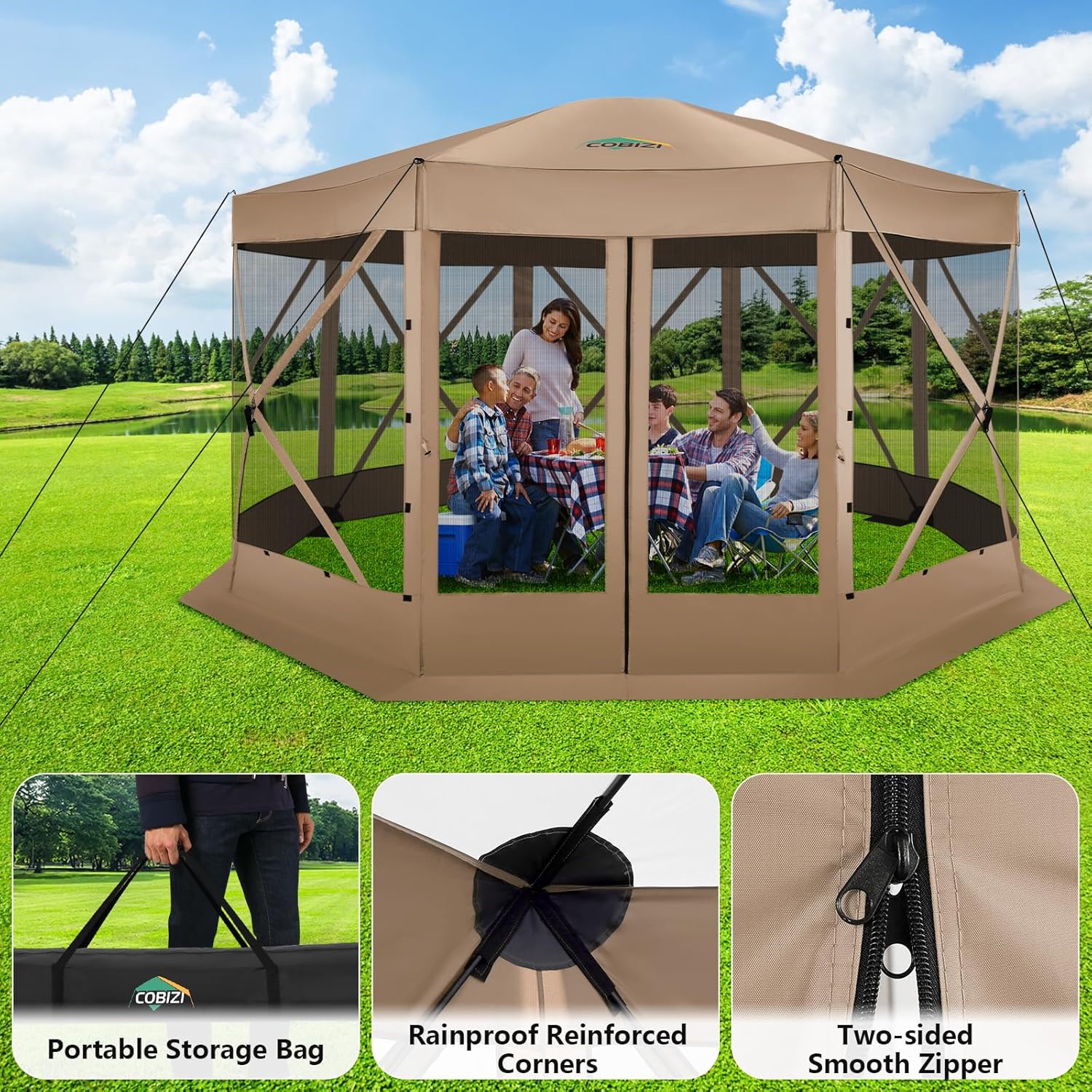 15x15 ポップアップスクリーンテント ガゼボハウス キャ - Gazebo Pop Up のレビューと価格