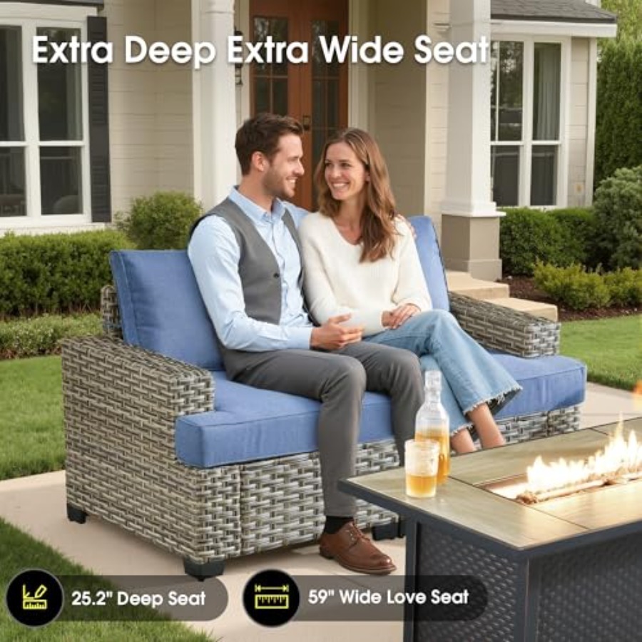 屋外用セクショナルパティオ家具セット（ファイヤーピット付き） - Outdoor Furniture Fire Pit のレビューと価格