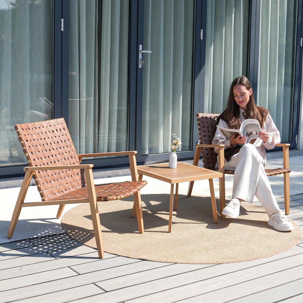 3ピースパティオビストロセット、屋外用コンティオンチェアセッ - Bistro Table Set のレビューと価格