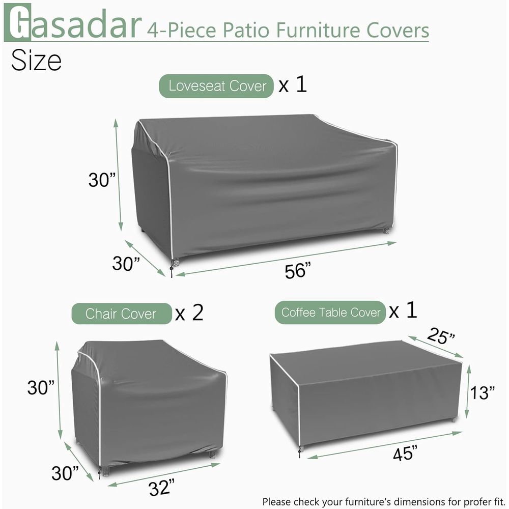 パティオ家具カバー、4ピース屋外家具カバー防水、またはパティ - Outdoor Furniture Patio のレビューと価格