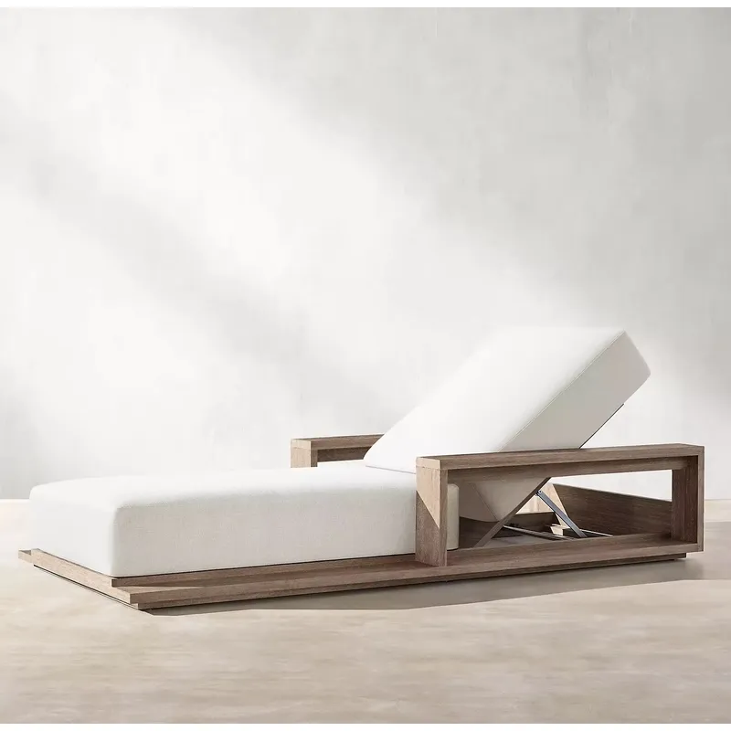 ホットセール ビーチサンベッド プール チーク材 ラウンジチ - Outdoor Furniture In Sale のレビューと価格