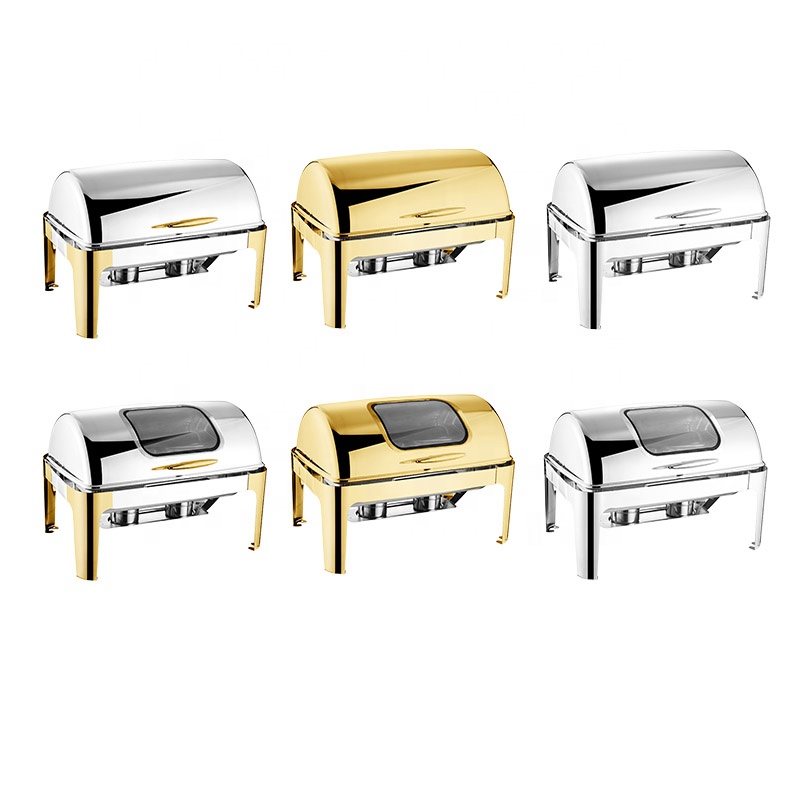 高級長方形ロールトップステンレス製シャフィンディッシュ9L大 - Bistro Table Set のレビューと価格