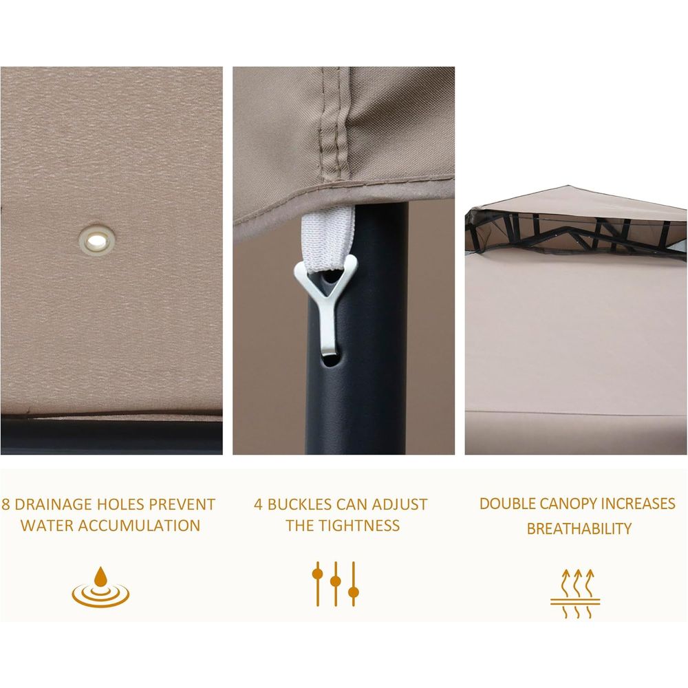 9.6フィート x 9.6フィートのパティオガゼボ、2層屋根 - Outdoor Furniture Patio のレビューと価格
