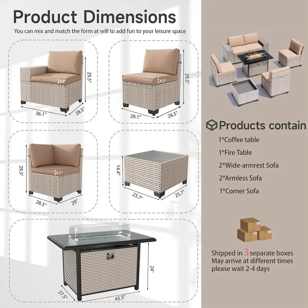 7点セットの屋外パティオ家具セット（ファイヤーピット、セクシ - Outdoor Furniture Fire Pit のレビューと価格