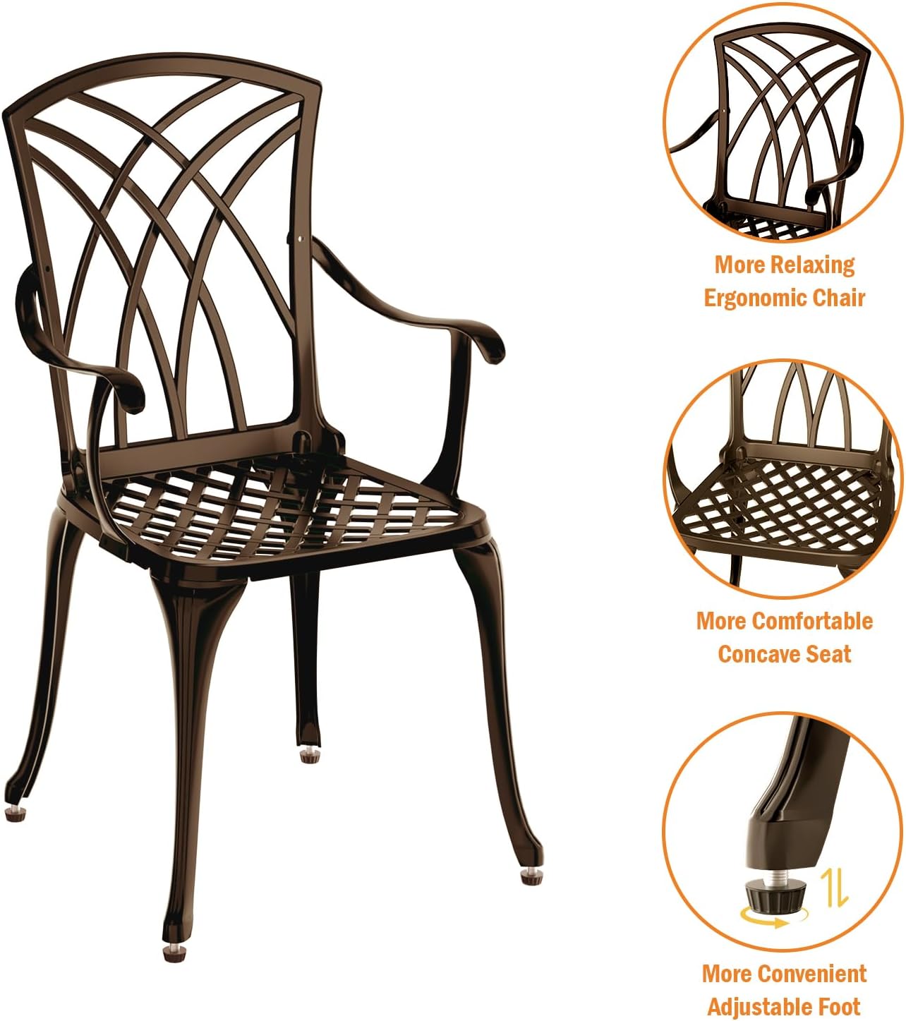 ブロンズ鋳造アルミニウム製3ピース防錆ビストロセット（2人用 - Bistro Table Set のレビューと価格