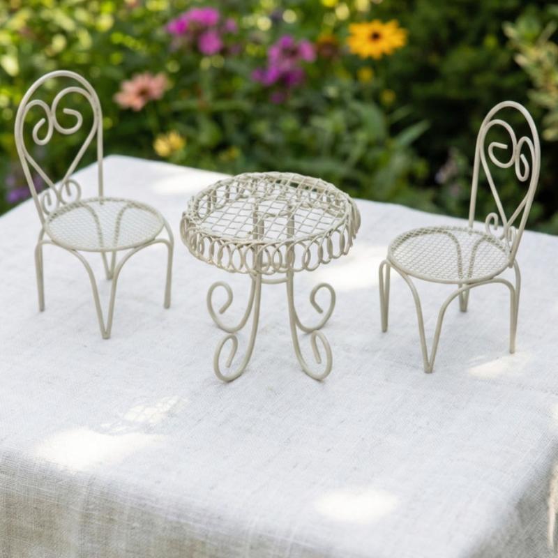 1/3 個ドールハウスガーデンディスプレイオーナメント小道具 - Bistro Table Set のレビューと価格