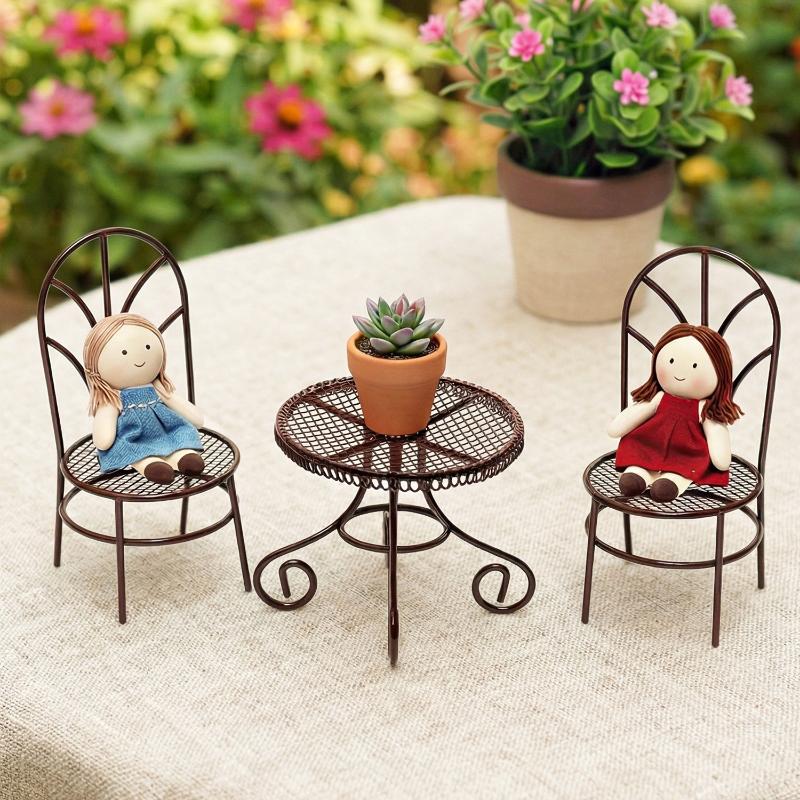 1/3 個ドールハウスガーデンディスプレイオーナメント小道具 - Bistro Table Set のレビューと価格