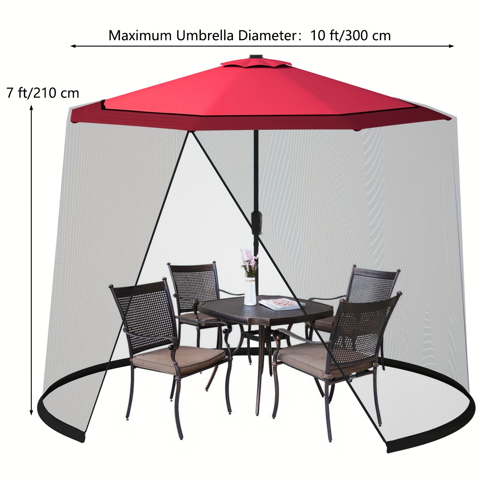 9フィート10フィートパティオ傘用蚊帳、ジッパー付き屋外テー - Outdoor Furniture Patio のレビューと価格