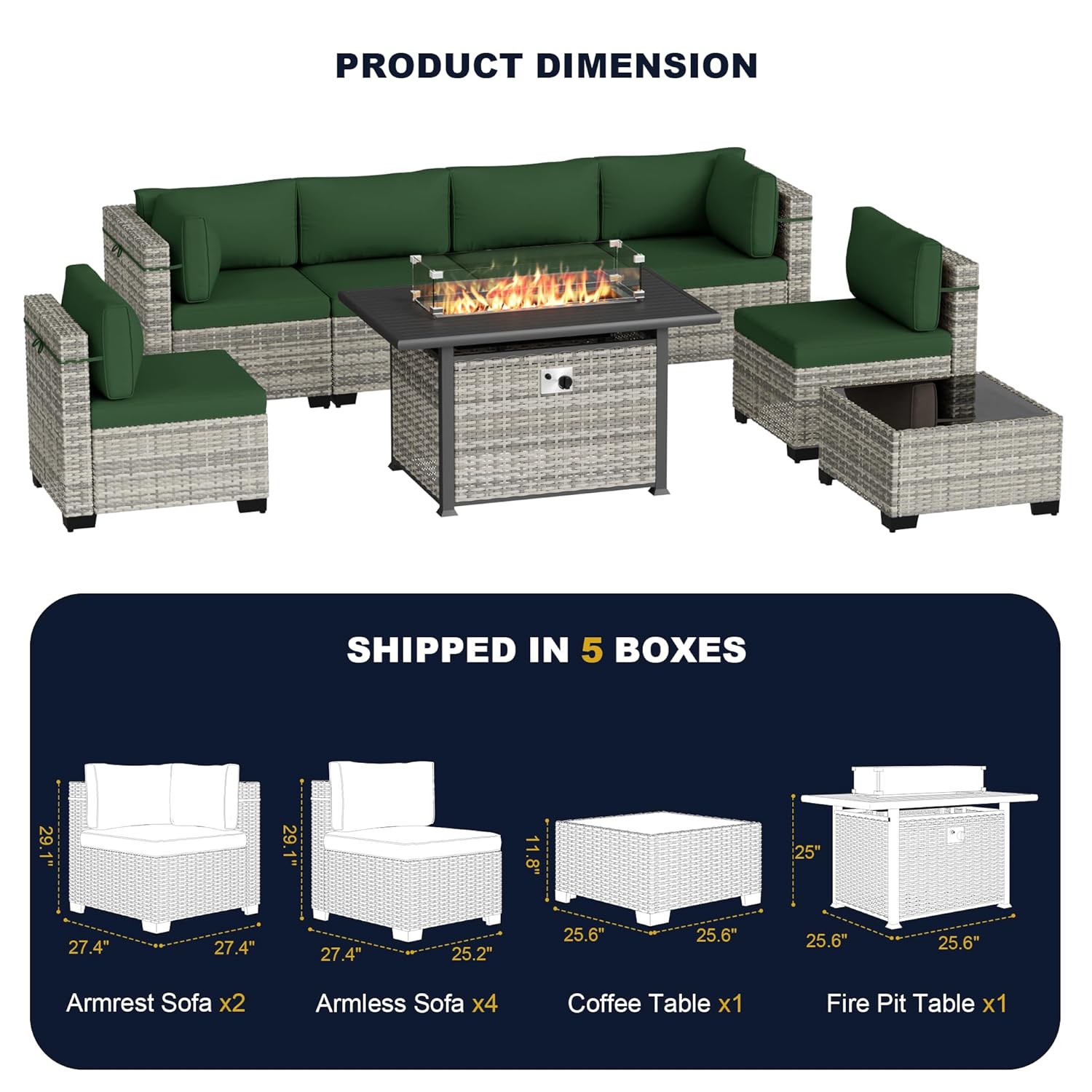 8点セットの屋外パティオ家具セット、55,000 BTUのフ - Outdoor Furniture Fire Pit のレビューと価格