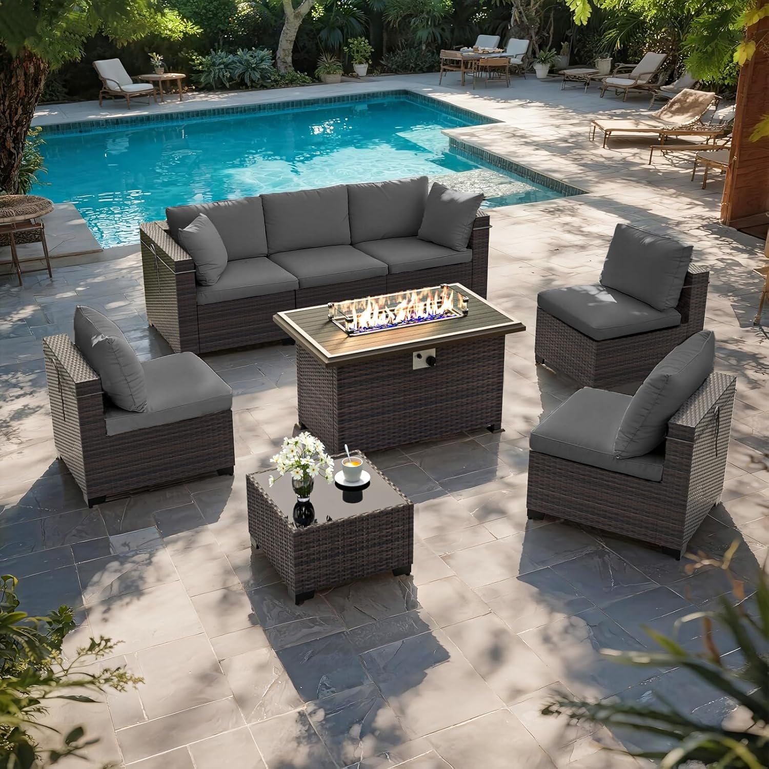ファイヤーピットテーブル付きパティオ家具セット 55000  - Outdoor Furniture Fire Pit のレビューと価格