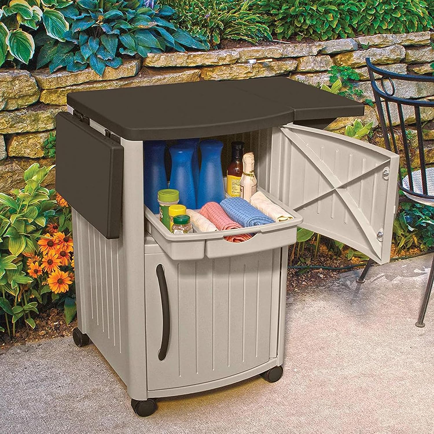 屋外グリル用準備台テーブル（収納付き）、裏庭パティオ用BBQ - Outdoor Furniture Patio のレビューと価格