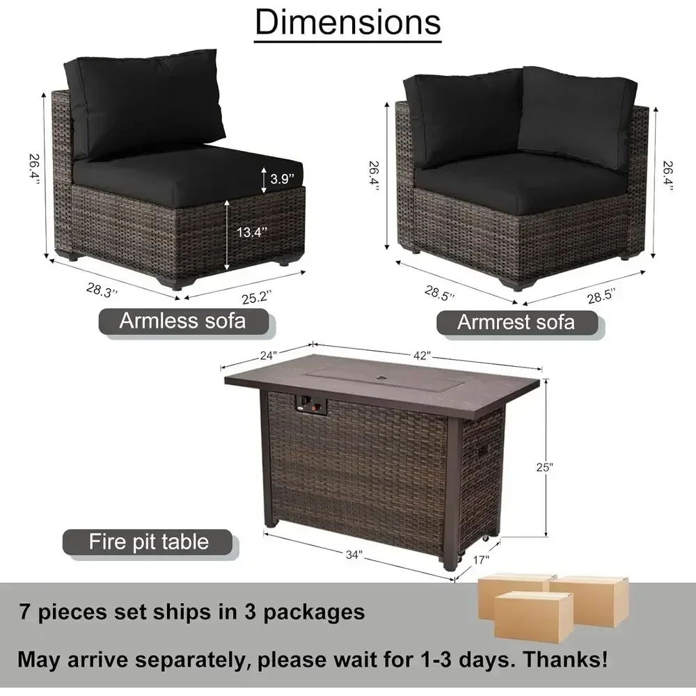 7点セットの屋外パティオ家具セット、42インチのファイヤーピ - Outdoor Furniture Fire Pit のレビューと価格