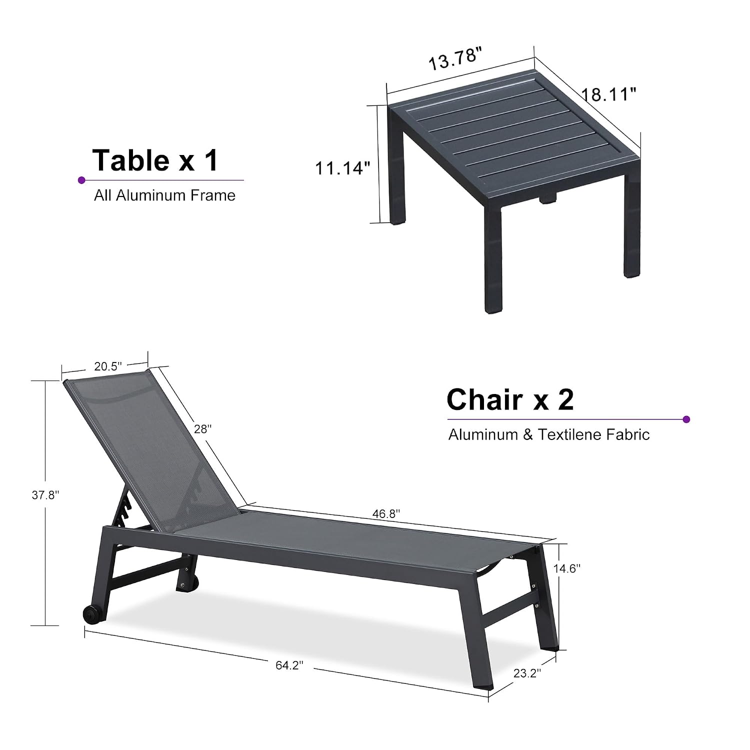 速乾性メッシュ製屋外ラウンジチェアセット（2人用）、5段階リ - Outdoor Furniture Quick Dry のレビューと価格