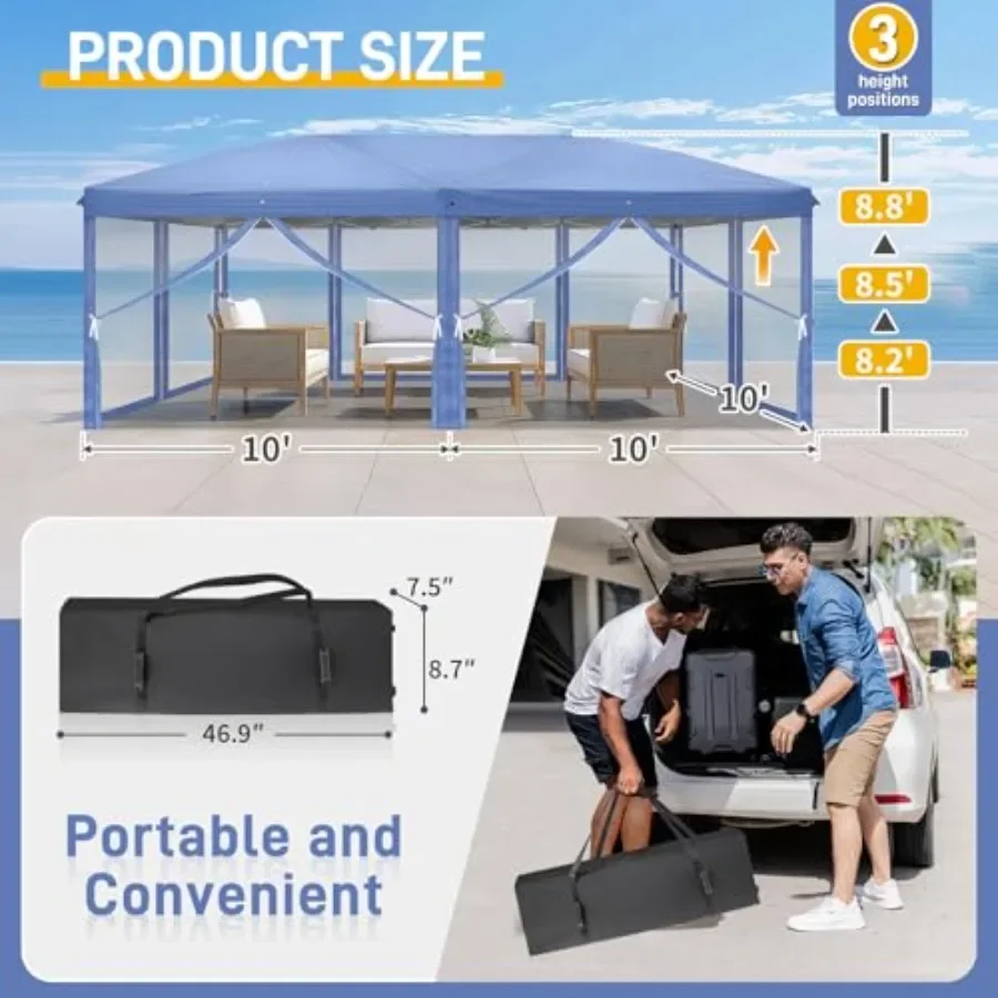 10x20 ポップアップテント、サイドウォール付き、ホイール - Gazebo Pop Up のレビューと価格