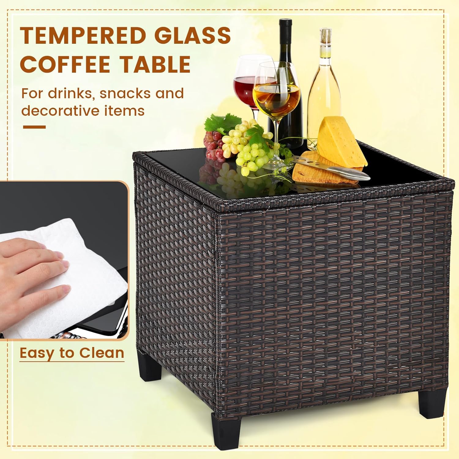 ネイビーブルーの籐製ウィッカー3ピース屋外ビストロセット、ク - Bistro Table Set のレビューと価格