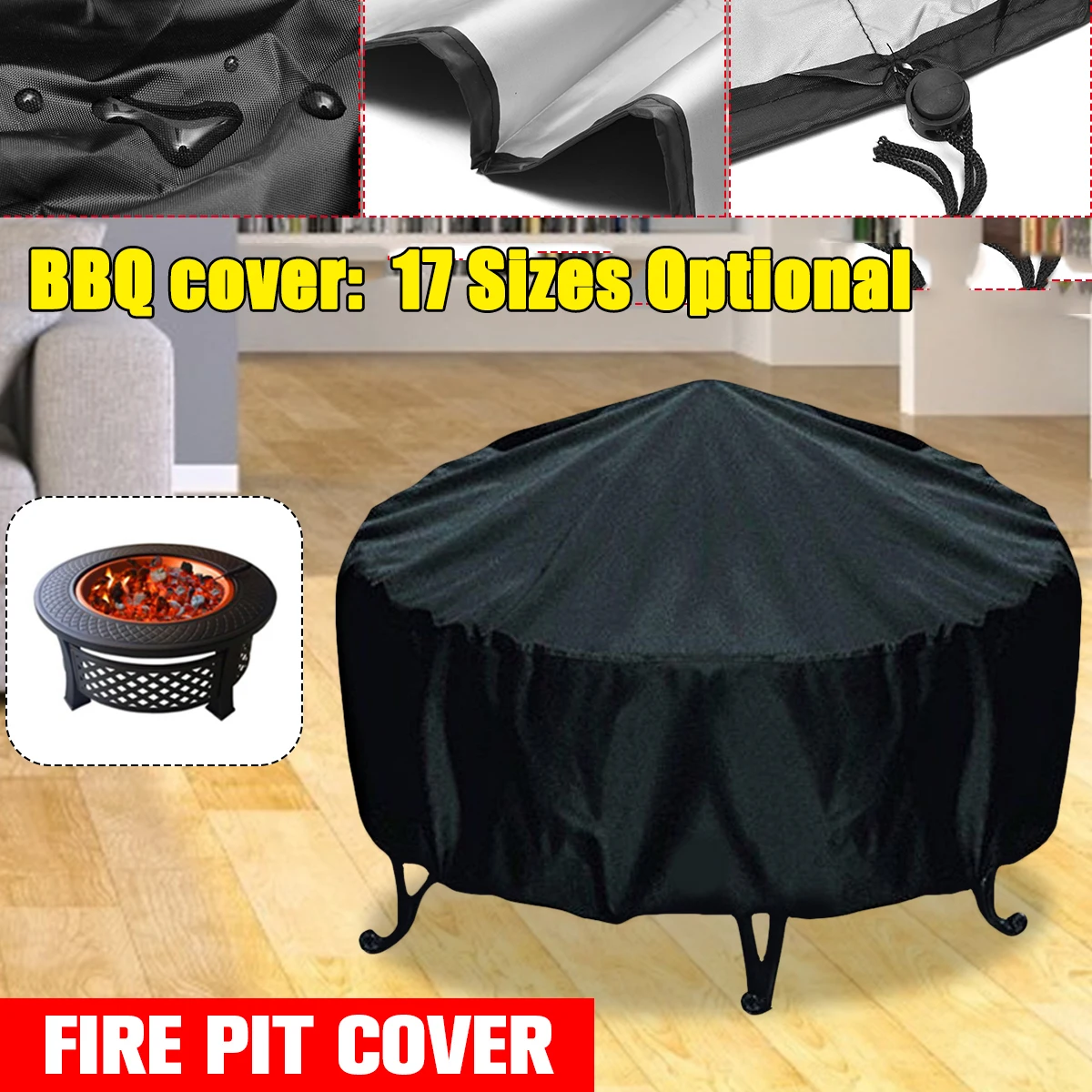 防水パティオファイヤーピットカバーブラック UV プロテクタ - Outdoor Furniture Fire Pit のレビューと価格